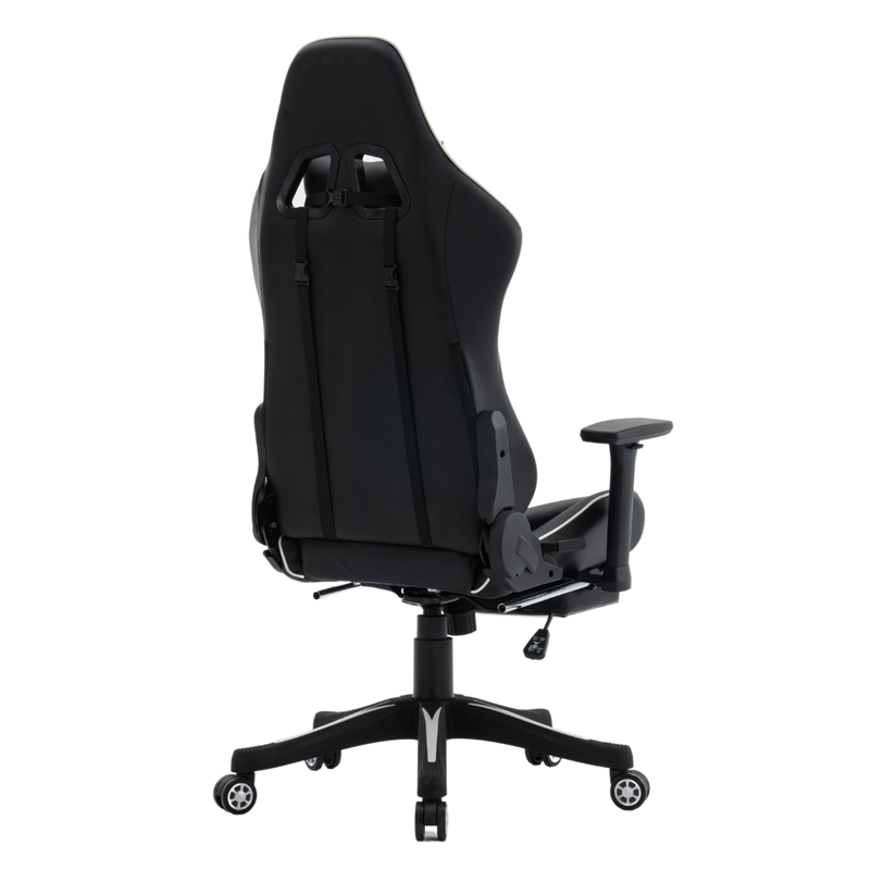 Fotel dla gracza gamingowy ergonomiczny krzesło z podnóżkiem biało-czarny Cyber