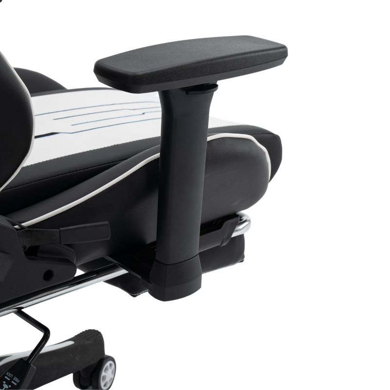 Fotel dla gracza gamingowy ergonomiczny krzesło z podnóżkiem biało-czarny Cyber