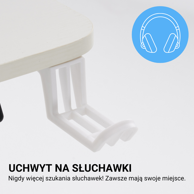 Biurko dla gracza komputerowe gamingowe elektryczne z regulacją wysokości 120x60 białe Atena