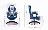Fotel gamingowy z podnóżkiem ekoskóra krzesło dla gracza biurowy ergonomiczny niebiesko-biały Champion