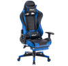 Fotel gamingowy kubełkowy krzesło dla gracza ergonomiczny z podnóżkiem niebiesko-czarny Ryan