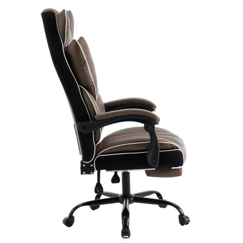 Fotel biurowy ergonomiczny obrotowy krzesło z podnóżkiem brązowy Premium