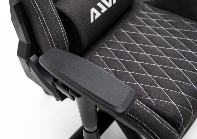 Fotel dla gracza gamingowy kubełkowy materiałowy ergonomiczny krzesło z podnóżkiem czarny Modern