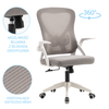 Fotel biurowy ergonomiczny obrotowy siateczkowy bujany krzesło biało-szary Simple