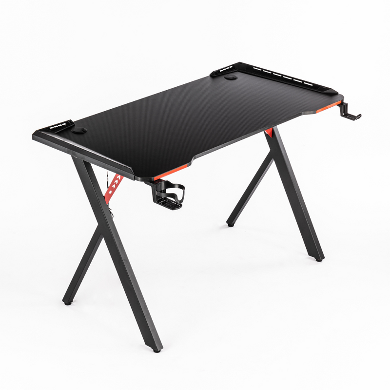 Biurko dla gracza komputerowe gamingowe z podświetleniem LED 120x60 czarno-czerwone Hermes