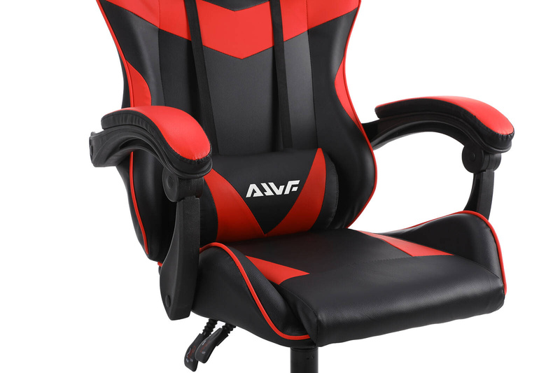 Fotel dla gracza gamingowy krzesło kubełkowy mocny ergonomiczny biurowy czarno-czerwony Milan