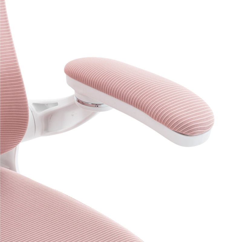 Fotel biurowy ergonomiczny obrotowy siateczkowy bujany krzesło różowo-biały Prime