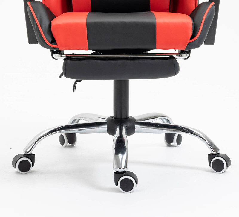 Fotel dla gracza ergonomiczny gamingowy obrotowy krzesło z podnóżkiem czerwono-czarny Boss