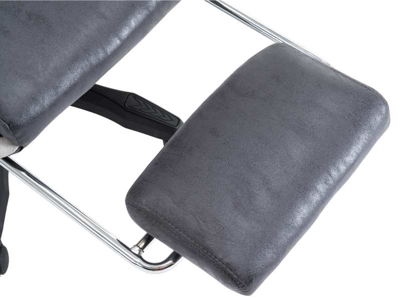 Fotel gamingowy z podnóżkiem ekoskóra krzesło dla gracza biurowy ergonomiczny czarno-szary Empo