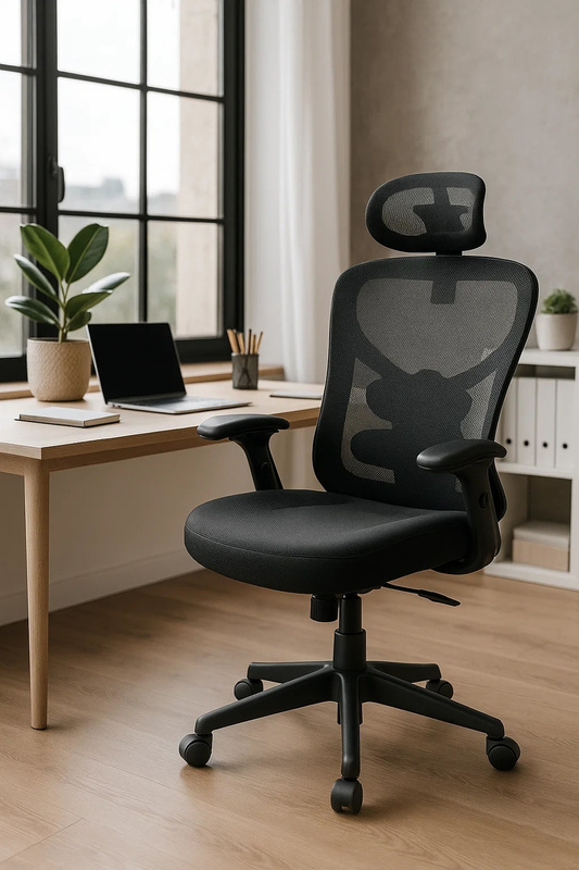 Fotel biurowy ergonomiczny obrotowy siateczkowy bujany krzesło czarny Prime