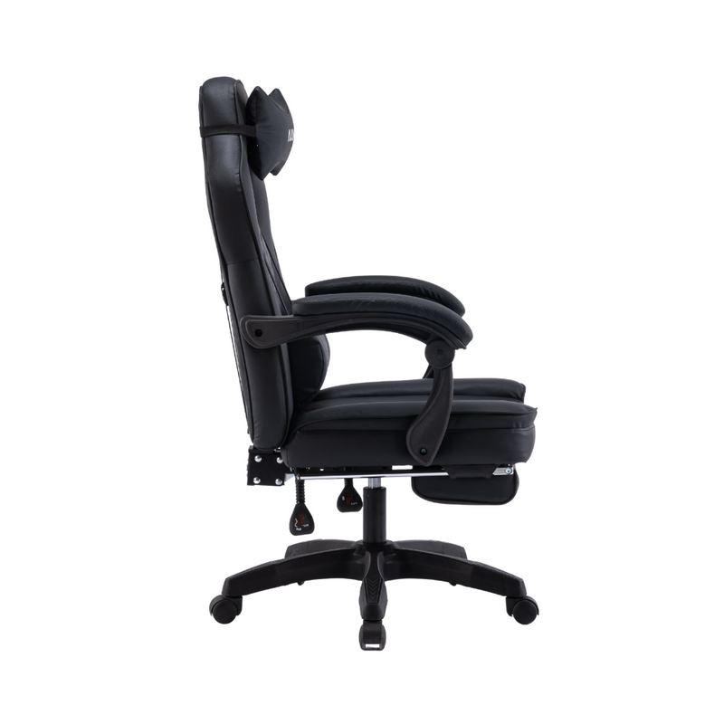 Fotel gamingowy z podnóżkiem ekoskóra krzesło dla gracza biurowy ergonomiczny czarny Champion