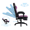 Fotel gamingowy z podnóżkiem ekoskóra krzesło dla gracza biurowy ergonomiczny czarno-fioletowy Champion