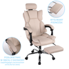 Fotel ergonomiczny biurowy obrotowy z podnóżkiem do biurka beżowo-biały Office