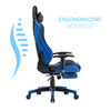 Fotel gamingowy kubełkowy krzesło dla gracza ergonomiczny z podnóżkiem niebiesko-czarny Ryan