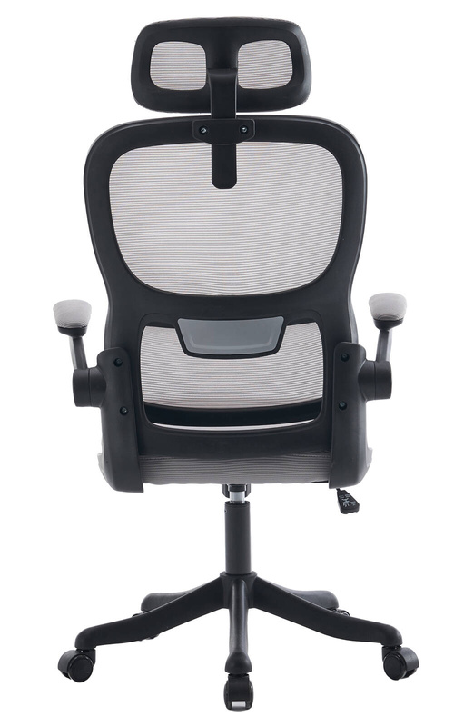 Fotel biurowy ergonomiczny obrotowy siateczkowy bujany szaro-czarny Classic