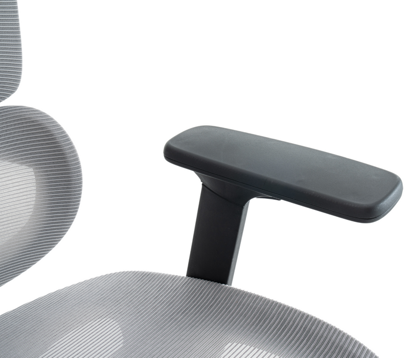 Fotel biurowy z podnóżkiem ergonomiczny obrotowy regulowany siateczkowy krzesło szaro-czarny Future