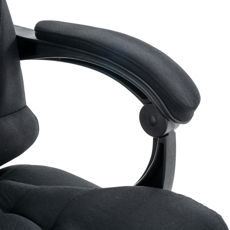 Fotel biurowy materiałowy ergonomiczny obrotowy krzesło z podnóżkiem FUNKCJA MASAŻU czarny Comfort Plus+