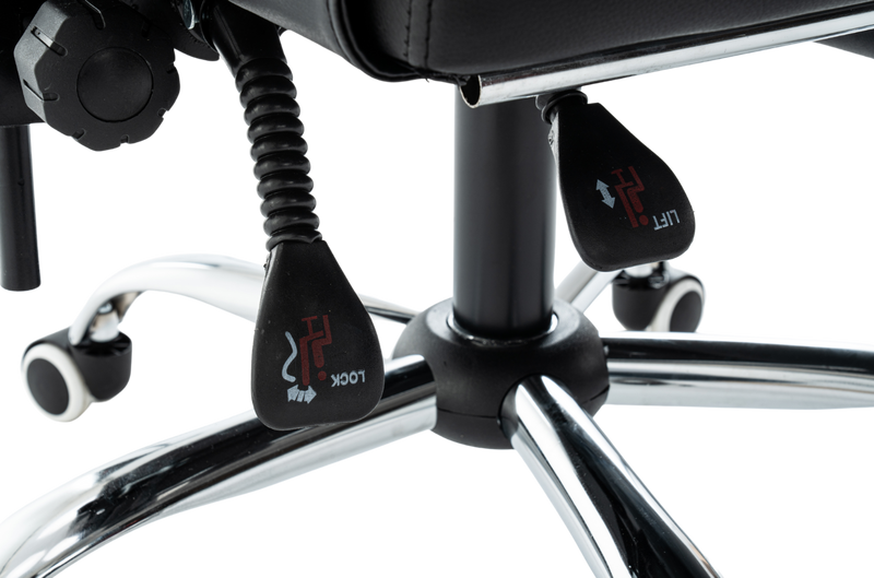 Fotel biurowy ergonomiczny obrotowy bujany krzesło z podnóżkiem ekoskóra czarny Elegant