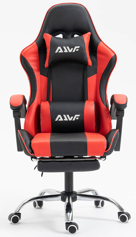 Fotel dla gracza ergonomiczny gamingowy obrotowy krzesło z podnóżkiem czerwono-czarny Boss