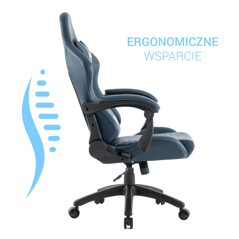 Fotel dla gracza gamingowy ergonomiczny krzesło niebieski Poseidon