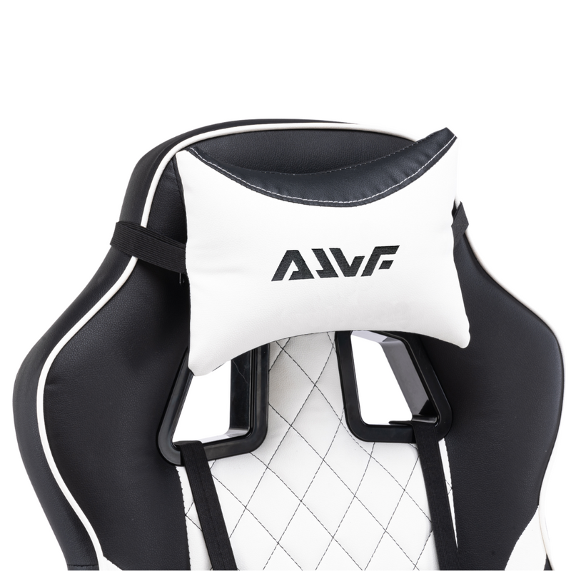 Fotel gamingowy z podnóżkiem ekoskóra krzesło dla gracza biurowy ergonomiczny czarno-biały Champion