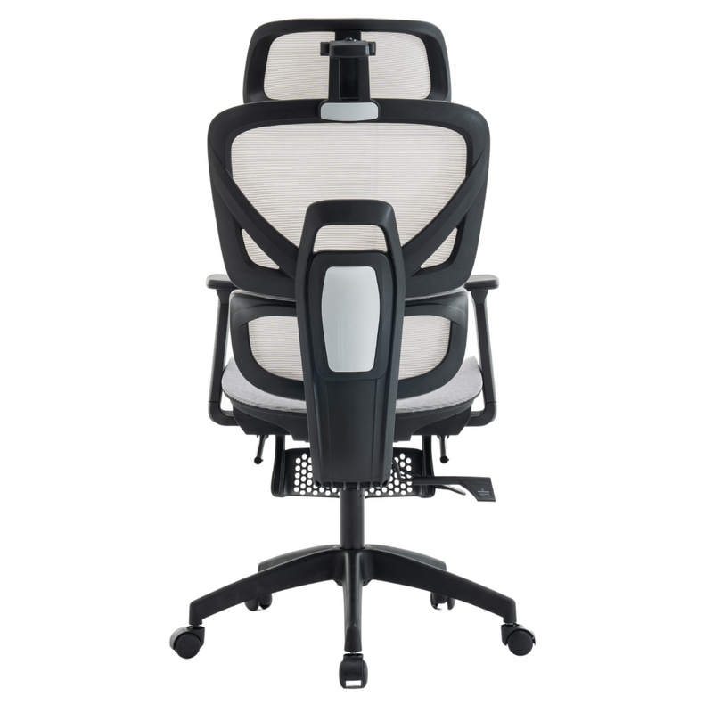Fotel biurowy z podnóżkiem ergonomiczny obrotowy regulowany siateczkowy krzesło szaro-czarny Future