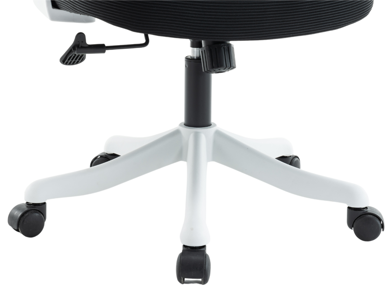 Fotel biurowy ergonomiczny obrotowy siateczkowy bujany krzesło czarno-biały Prime