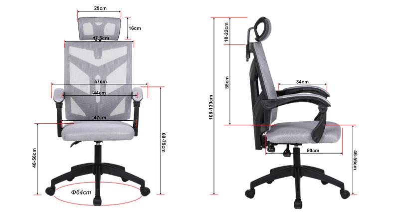 Fotel biurowy ergonomiczny obrotowy siateczkowy mesh krzesło szary Nexus