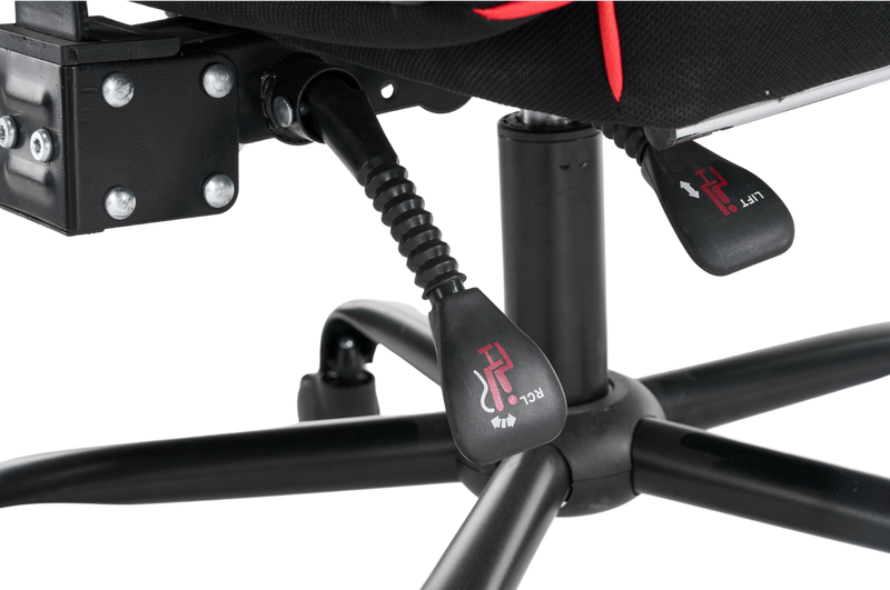 Fotel biurowy ergonomiczny obrotowy krzesło z podnóżkiem czarno-czerwony Premium