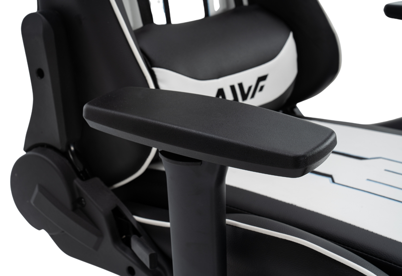 Fotel dla gracza gamingowy ergonomiczny krzesło z podnóżkiem biało-czarny Cyber