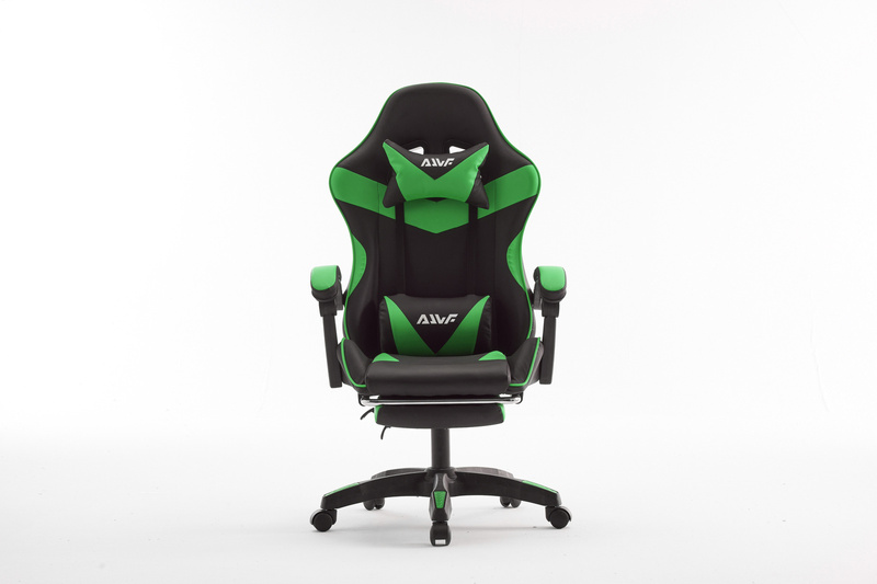 Fotel dla gracza gamingowy biurowy ergonomiczny z podnóżkiem krzesło obrotowe zielono-czarny Sienna