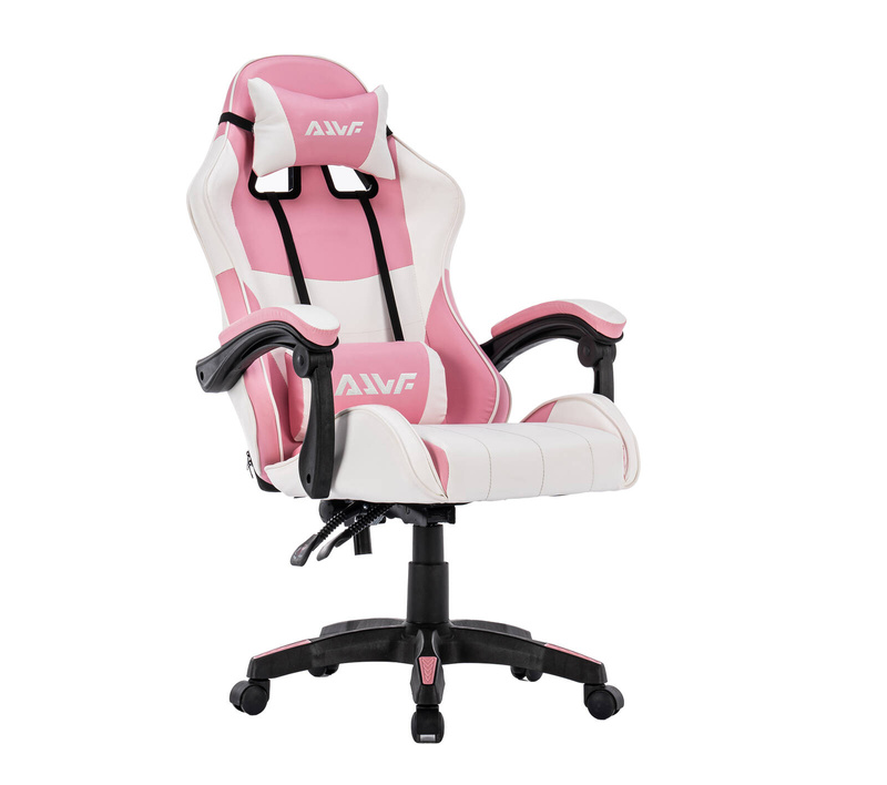 Fotel dla gracza gamingowy krzesło obrotowe biurowe biało-różowy Queen