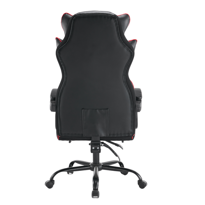 Fotel biurowy ergonomiczny obrotowy krzesło z podnóżkiem czarno-czerwony Premium