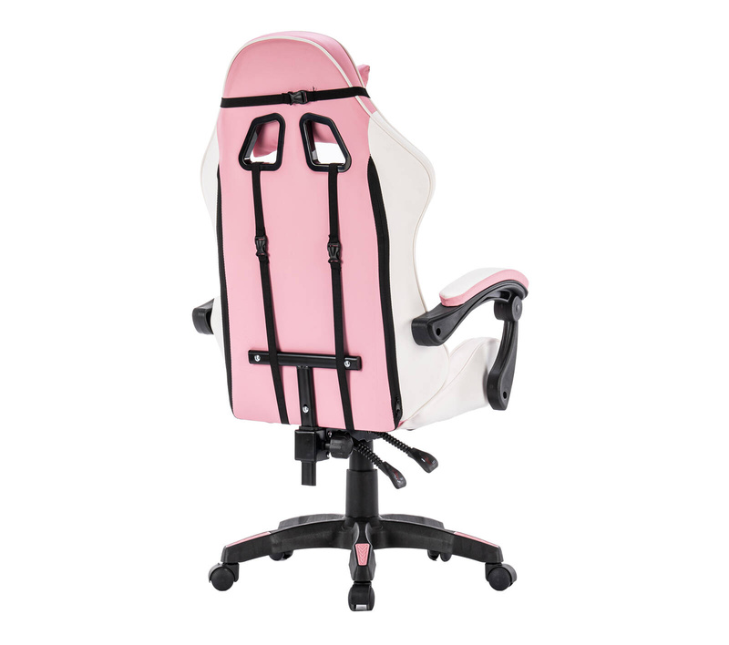 Fotel dla gracza gamingowy krzesło obrotowe biurowe biało-różowy Queen