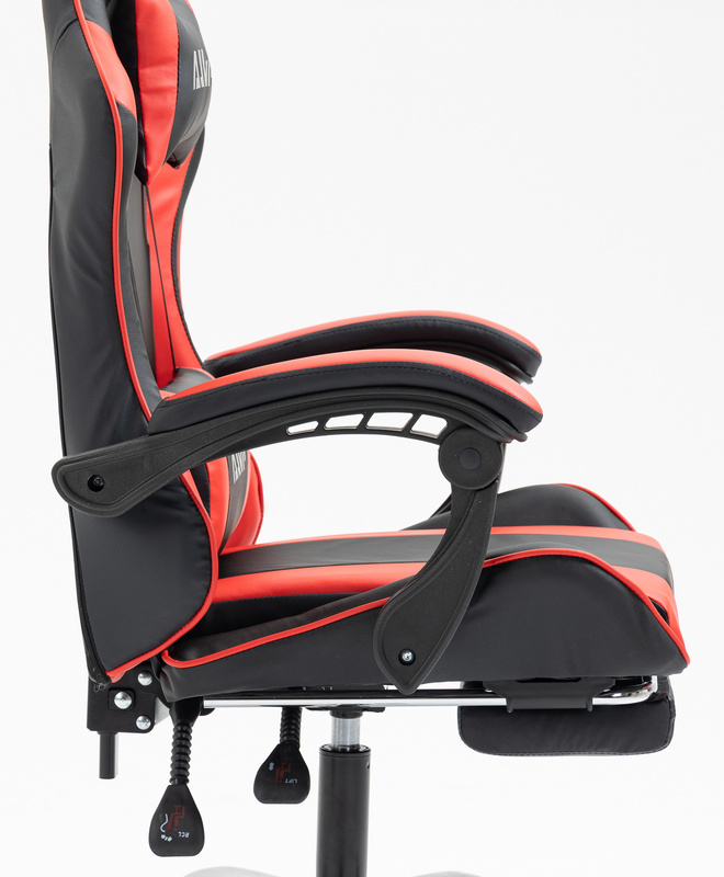 Fotel dla gracza ergonomiczny gamingowy obrotowy krzesło z podnóżkiem czerwono-czarny Boss