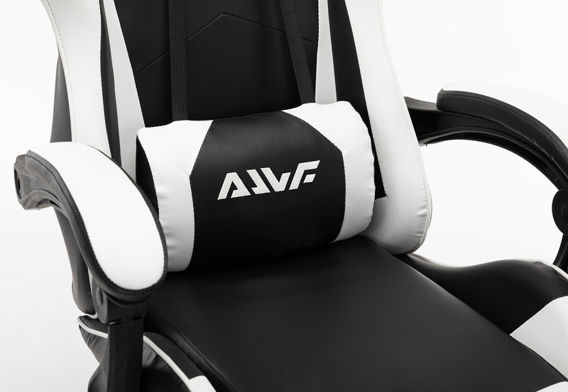 Fotel gamingowy krzesło dla gracza kubełkowy biurowy obrotowy czarno-biały Vito