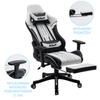 Fotel dla gracza gamingowy ergonomiczny krzesło z podnóżkiem biało-czarny Cyber