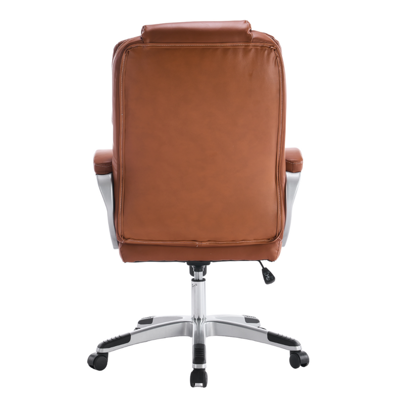 Fotel biurowy ergonomiczny obrotowy krzesło ekoskóra brązowy Grand