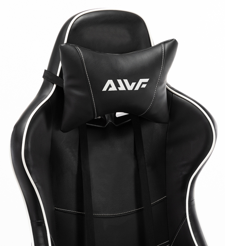 Fotel dla gracza gamingowy ergonomiczny kubełkowy krzesło z podnóżkiem czarno-biały Corpo