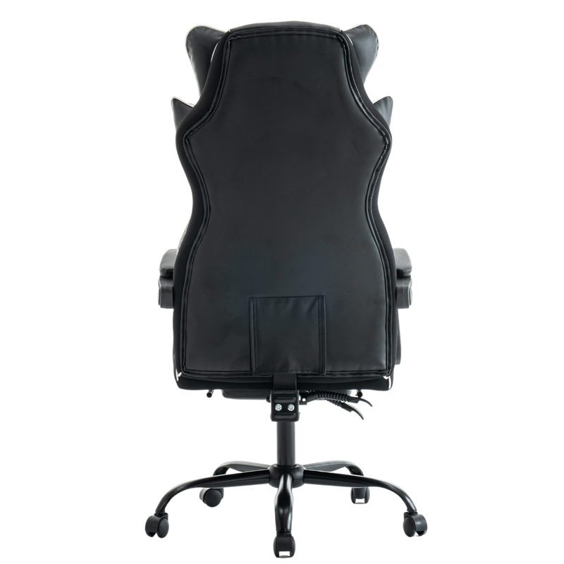 Fotel biurowy ergonomiczny obrotowy krzesło z podnóżkiem czarno-biały Premium