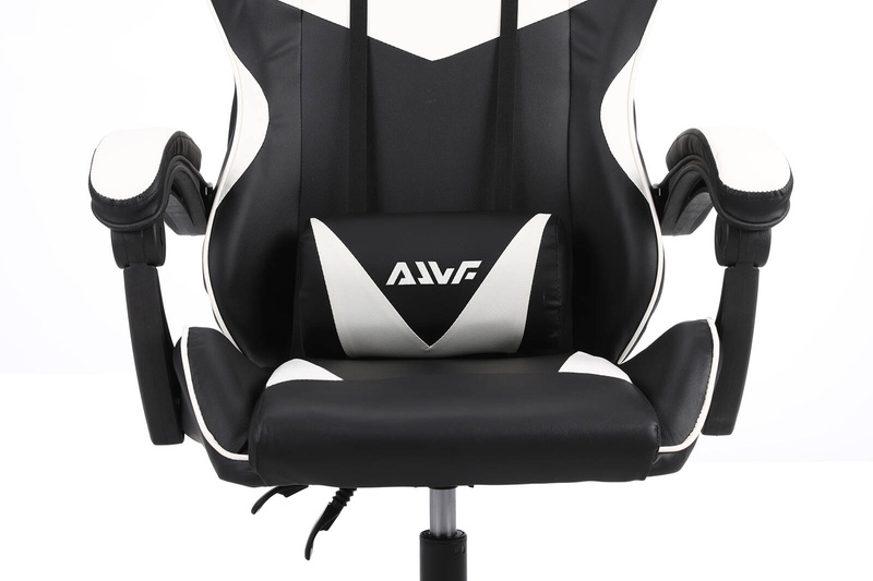 Fotel gamingowy krzesło dla gracza kubełkowy ergonomiczny biurowy biało-czarny Milan