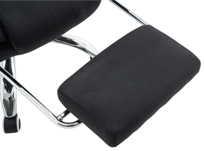 Fotel biurowy materiałowy ergonomiczny obrotowy krzesło z podnóżkiem FUNKCJA MASAŻU czarny Comfort Plus+