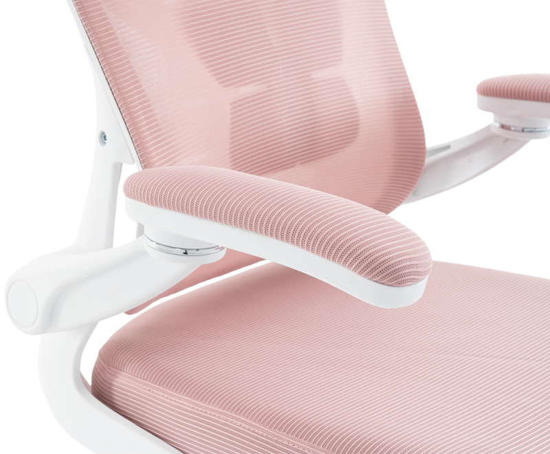 Fotel biurowy ergonomiczny obrotowy siateczkowy bujany krzesło różowo-biały Prime