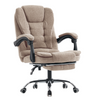 Fotel biurowy materiałowy ergonomiczny obrotowy bujany krzesło z podnóżkiem beżowy Comfort
