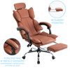 Fotel ergonomiczny biurowy obrotowy z podnóżkiem do biurka brązowy bursztynowy Office