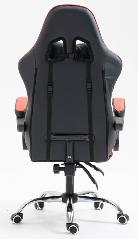 Fotel dla gracza ergonomiczny gamingowy obrotowy krzesło z podnóżkiem czerwono-czarny Boss