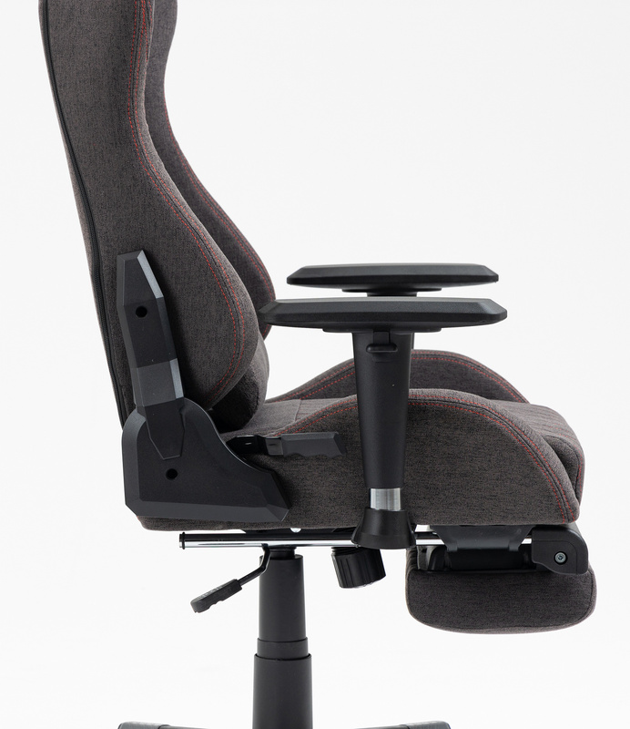 Fotel dla gracza gamingowy kubełkowy materiałowy ergonomiczny krzesło z podnóżkiem brązowy Modern