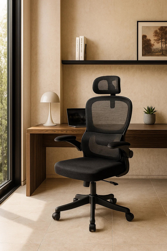 Fotel biurowy ergonomiczny obrotowy siateczkowy bujany krzesło czarny Classic