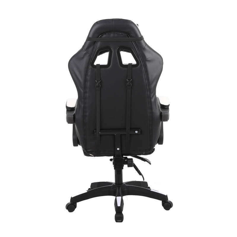 Fotel gamingowy krzesło dla gracza kubełkowy ergonomiczny biurowy biało-czarny Milan