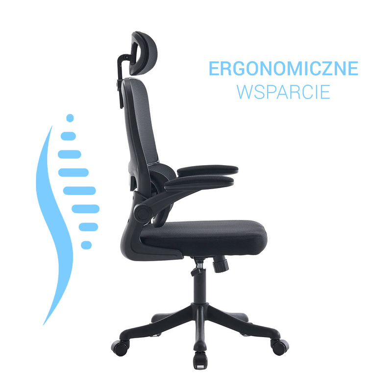 Fotel biurowy ergonomiczny obrotowy siateczkowy bujany krzesło czarny Classic